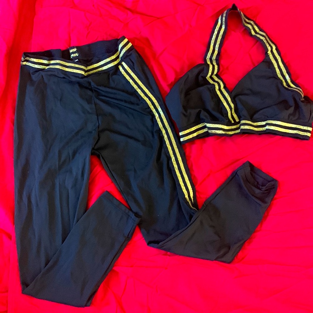 “SHEIN” spandex bottoms with halter top